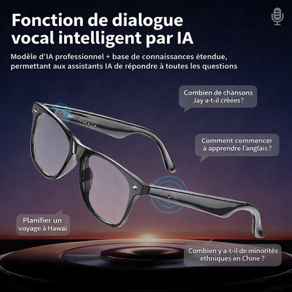 Lunettes Smart LIGE Bluetooth - Appels Sans Fil Micro Haut-Parleurs Traduction